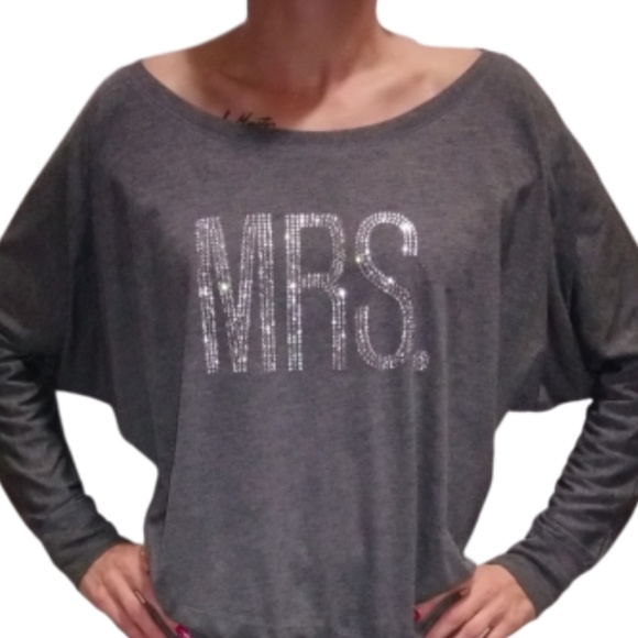 Bella Tops - Bella Rhinestones "MRS." 3/4 sleeve top. SZ. L